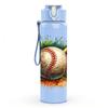 1PC Vintage Baseball Ball Pattern 750ml Color Plastic Sports Water Bottle Leakproof Flip Straw Lid Suitable for Sports Office Home Use