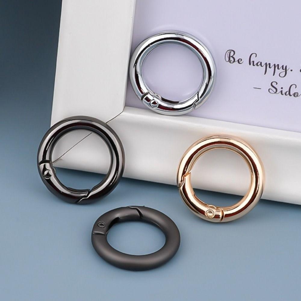 Black O-Ring Buckles Clips Zinc Alloy Round Push Trigger Snap Hooks Plated Gate Spring Carabiner