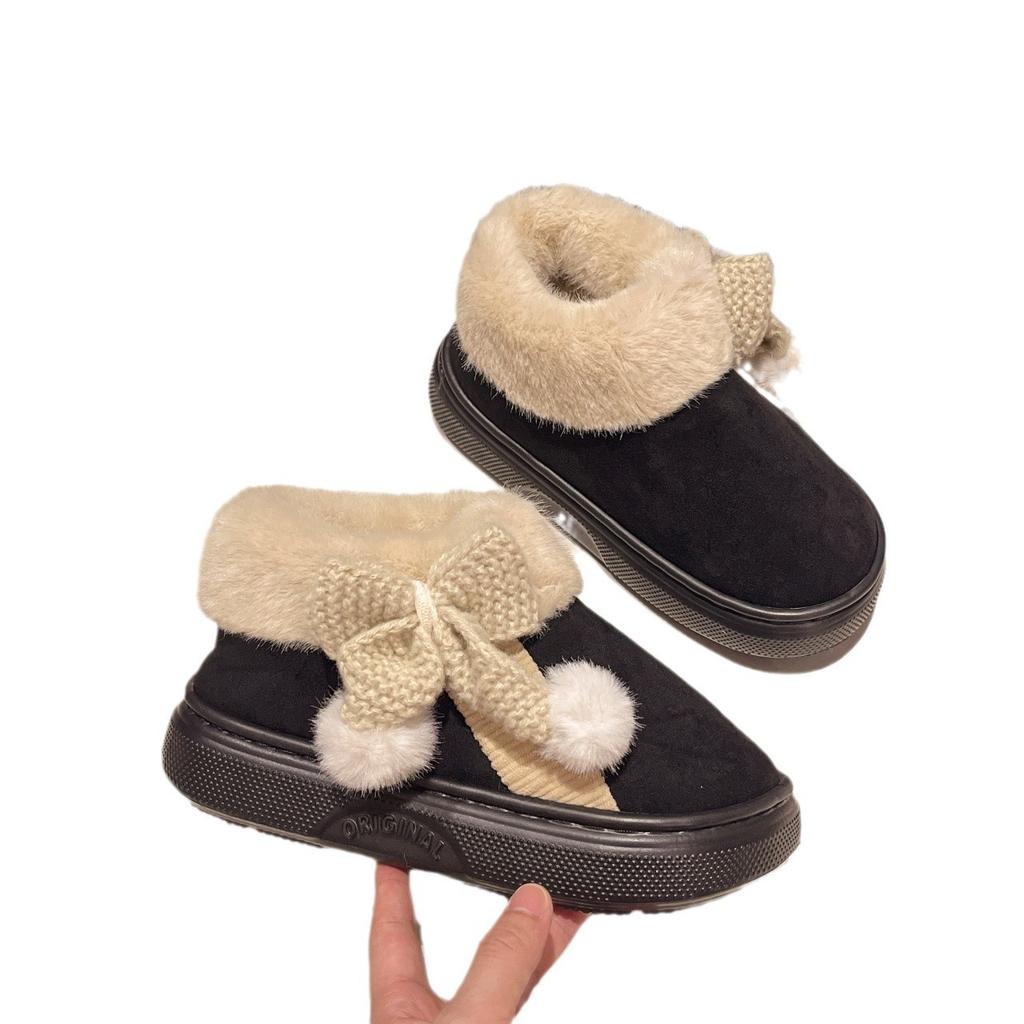 Snow Boots Women's New Winter Velvet Thickened Non-slip Warm Fur Integrated Wool Cotton Shoes Warm