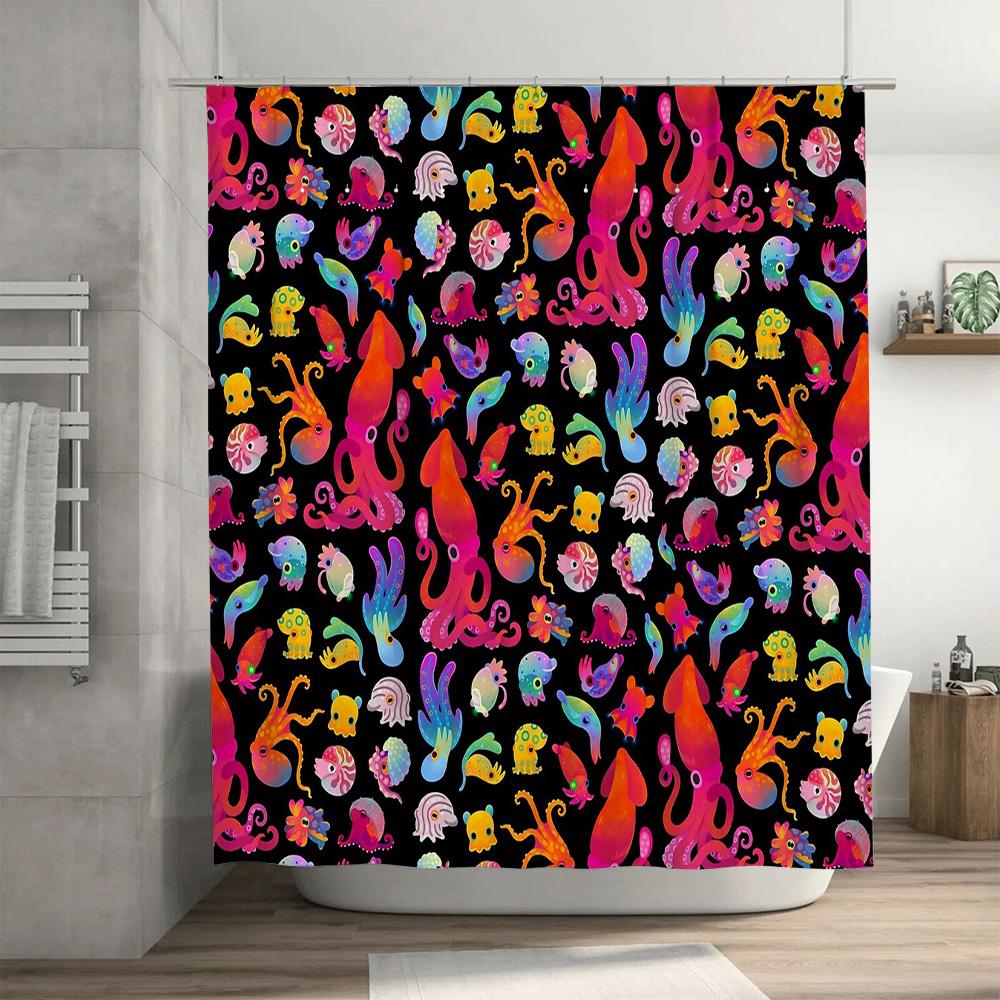 Ocean Tentacles Shower Curtain Sea Creature Backdrop Waterproof Bathroom Decor Artistic Deep Sea Vibes Unique Home Textile