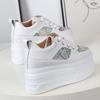 Fashion Summer Women High Platform Bling Casual Shoes 12CM Comfortable Wedges Chunky Sneakers Breathable Mesh Sport Dad Shoes Woman