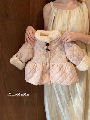 Stilvolle Winterjacke für Kleinkind-Mädchen 2025 - Dick, Warm, Baumwollwattierter Mantel