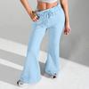 Ladies Fashion Loose Draw String Waist Solid Color Cargo Pants Leisure Flares