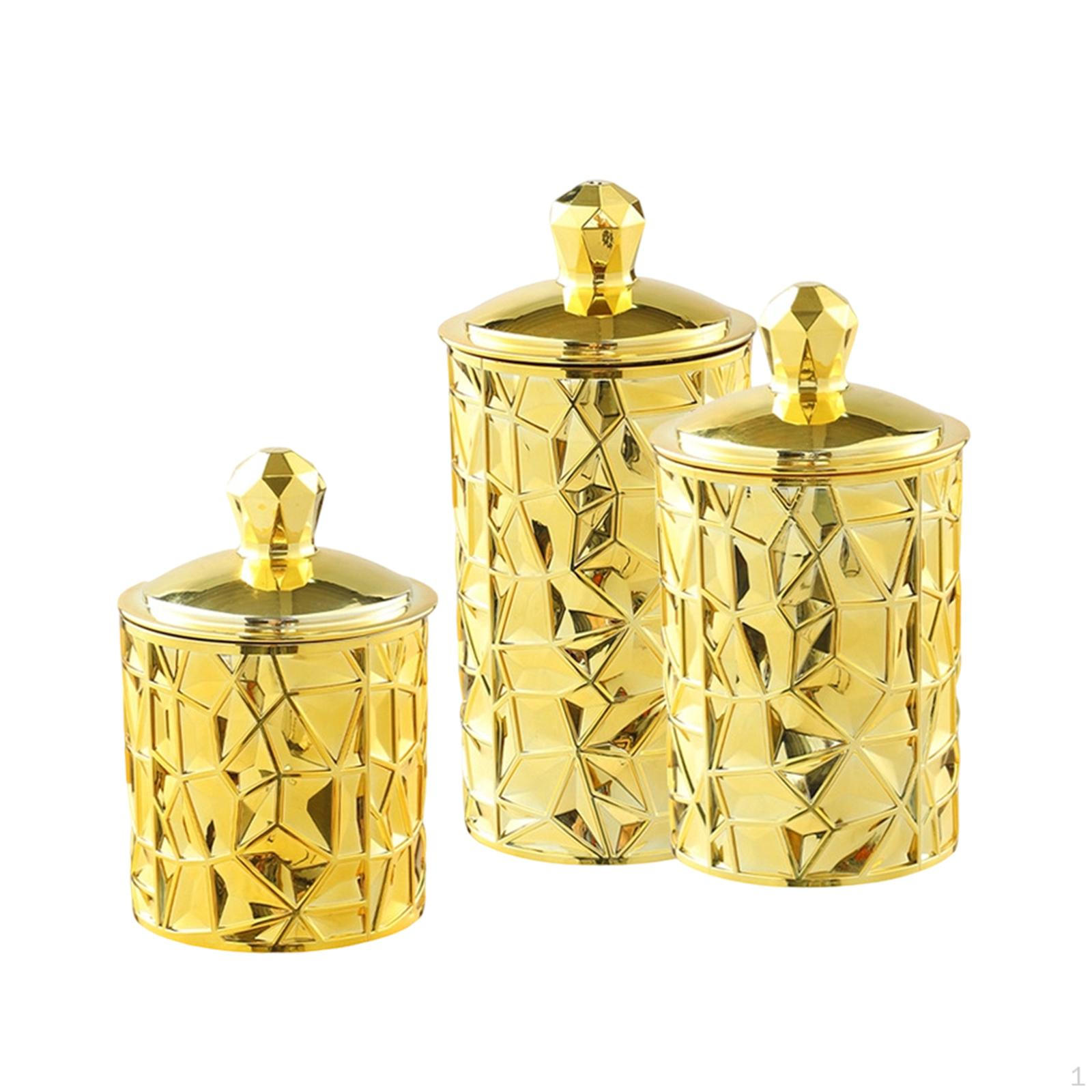 

3Pcs Food Storage Jars with Sealed Lids Dustproof Organizer Elegant Containers Kitchen