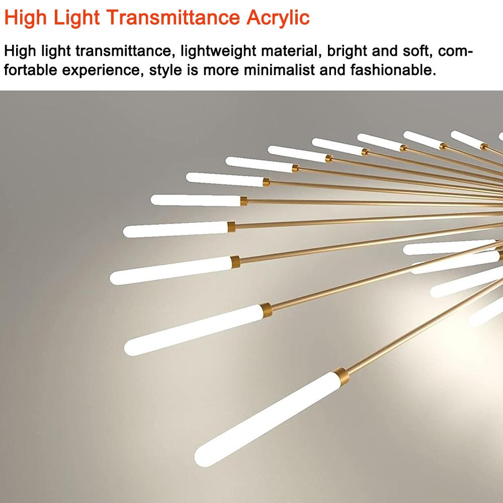 Gold 42 Heads Non Dimmable Pendant Lights Creative Fireworks Design Chandelier Modern Ceiling Light for Living Room Exhibition Hall Bedroom