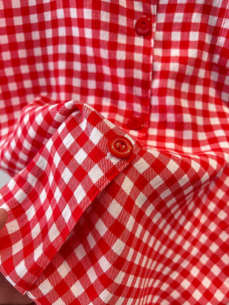 Women's Red Plaid Kitty Pajama Set - Short Sleeve & Shorts