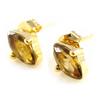Les Trésors De Lily [C5674] - Gold Plated 'Almonds' Brown Earrings
