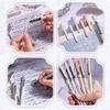 6Pcs 0.5mm Gel Pen Writing Stationery Black Ink Pens Portable Straight Liquid Pen  School/Office