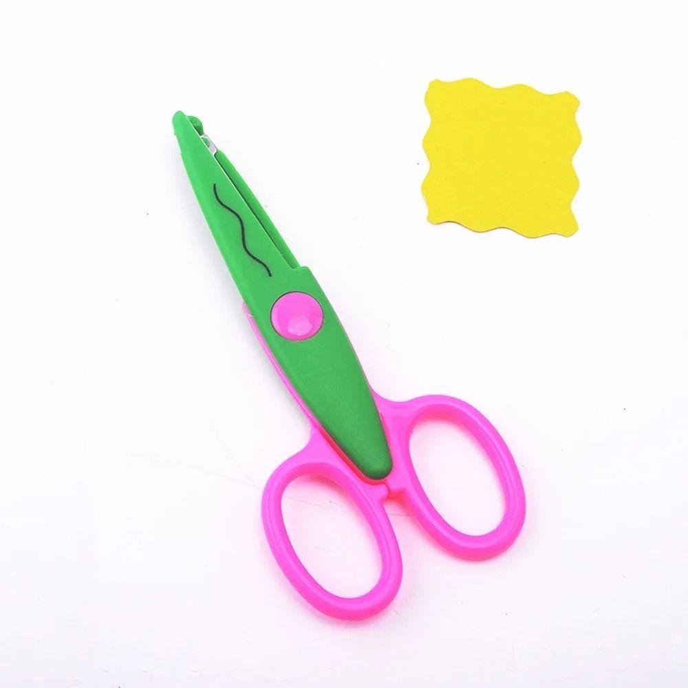 1/6PCS DIY Color Lace Scissors Comfortable Hand Small Round Head Paper Cuttings Scissors Wavy Pattern Stationery Art Tool