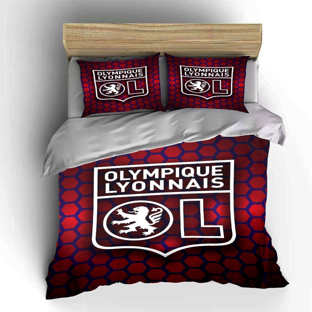 "Olympique Lyonnais Bedding Set" Bedding Duvet Cover Set Duvet Cover Pillowcases (1 * Duvet Cover 2 * Pillowcases, Without Duvet Insert)