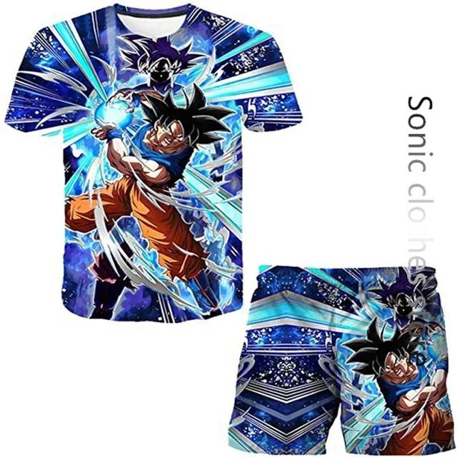 

Японський мультяшний футболка Dragon Ball Z Дитяча футболка Шорти Набір з двох предметів Літня футболка для хлопчиків+шорти Пляжні штани 9-10Y
