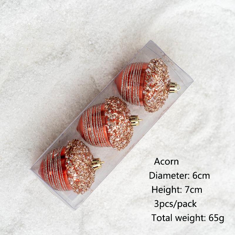 Christmas Ball Hanging Decoration Home Hotel Shop Window Scene Shiny Christmas Tree Top Star Acorn Elk Pendant Artware Gifts