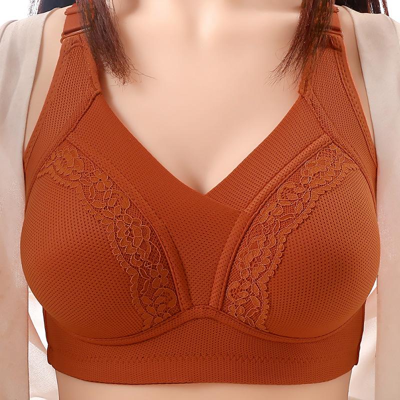 Women's underwear summer thin gathering anti-sagging middle-aged and elderly bras 10 to 10 years old without steel ring mother grade
