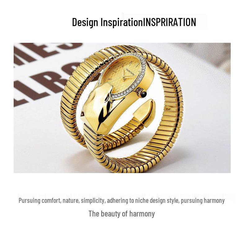 Orologio da Donna Marenkeller 2025 al Quarzo con Design a Serpente, Set di Diamanti e Placcatura IP.