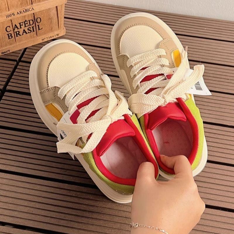 Fashion New Color-blocked Fashionable Comfortable Breathable Thick-soled Slim-fitting Cute Temperamental Casual Women's Sneakers