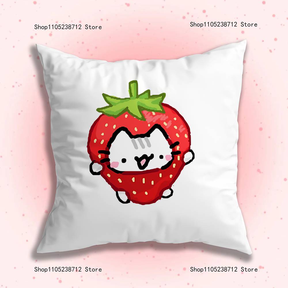Adorable Cute Cartoon Cat Pillow Case Plush Fabric Soft Pillowcase Double Sided Print Sofa Cushion Cover Throw