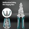 1Pcs Multifunctional Foldable Wire Stripper Pulley Design Multi-function Electrician Wire Splitter Crimping Pliers Hand Tool