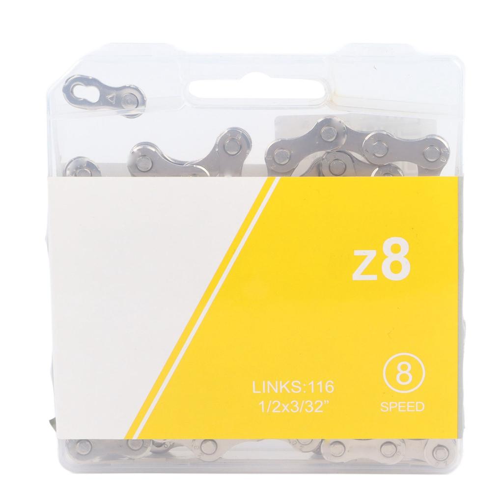 8 Speed Bike Chain Steel Fast Installation Silver Silent Accurate Shifting Mountain Bike Chain for 8 Speed Bicycles
