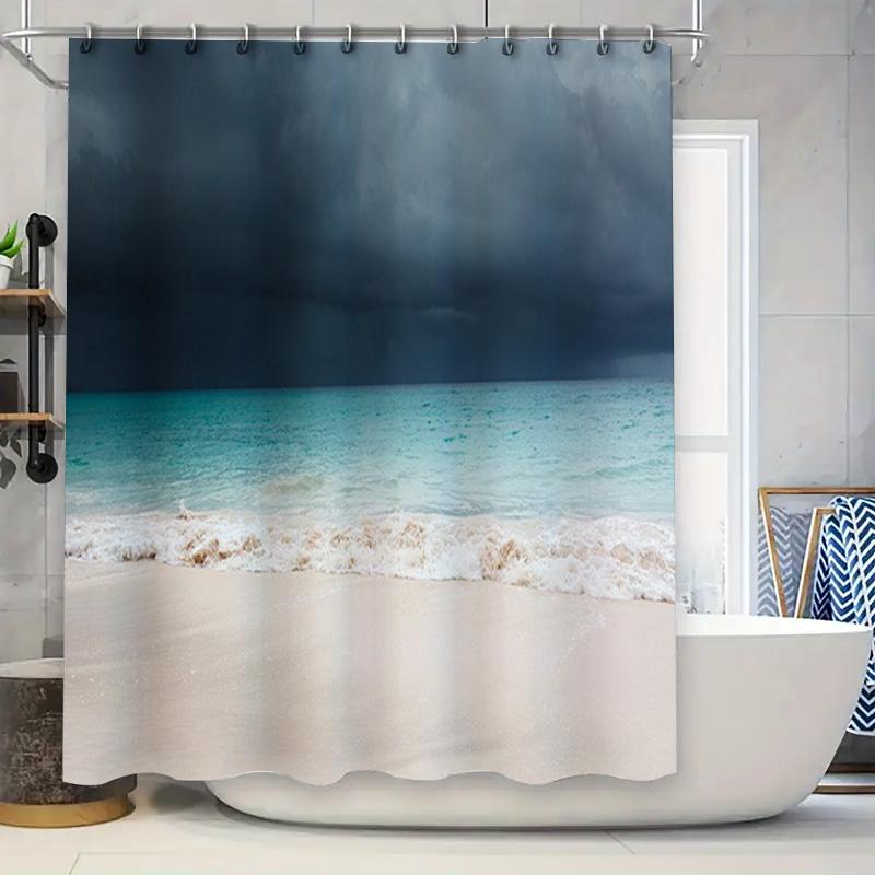 

Modern Monstera Leaf Shower Curtain Orange Green Tropical Print Bath Decor Set For Home Bathroom 72 X 84 (Set Includes Curta W60H190(CM)-1 Pcs
