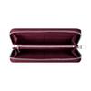 HANATORA Genuine Leather Long Wallet, Shrink Leather, Zippered, Slim, Card Case, Bankbook Compartment, Bill Compartment, Simple Design, PurpleWine