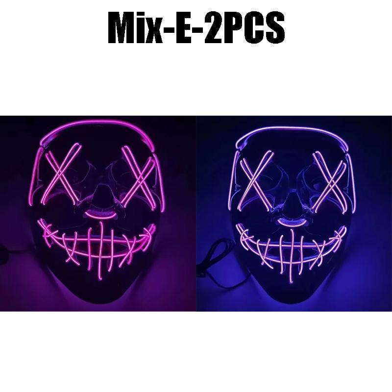 Halloween Glowing Party Mask Black Words Halloween Led Masks PVC Plastic LED Lights Horror Face Mask Luminescent Props