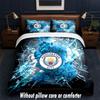 Manchester City Design Sengesæt 1 Dynebetræk + 2 Pudebetræk Blødt Åndbart Husholdnings Sengetøj