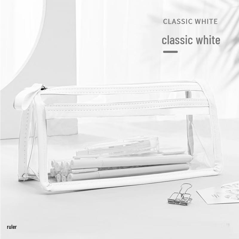 Velkokapacitní průhledné dvouvrstvé pouzdro na tužky se zipem (5-balení)