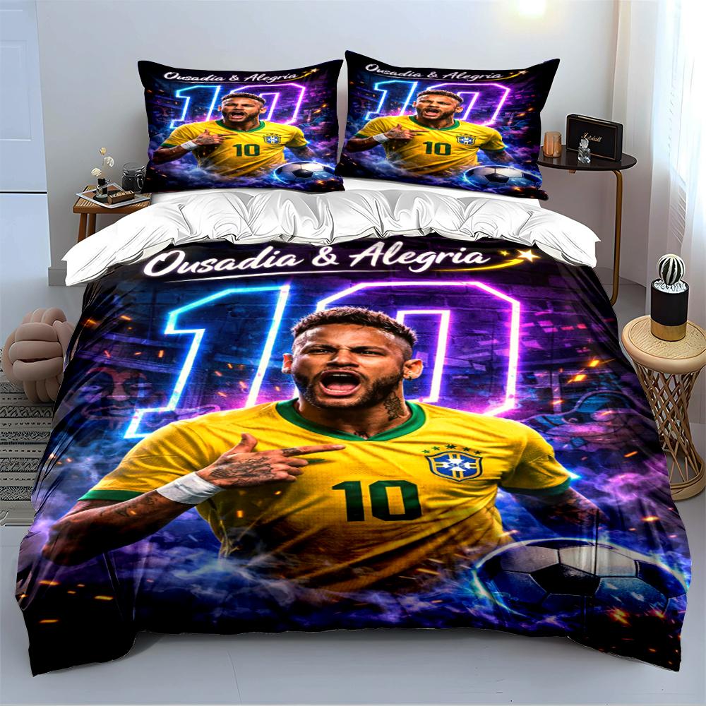 Brasilien Fußballspieler Bettwäsche-Set Bettwäsche-Set (1 Bettbezug, 2 Kissenbezüge, Bettdecke nicht enthalten)