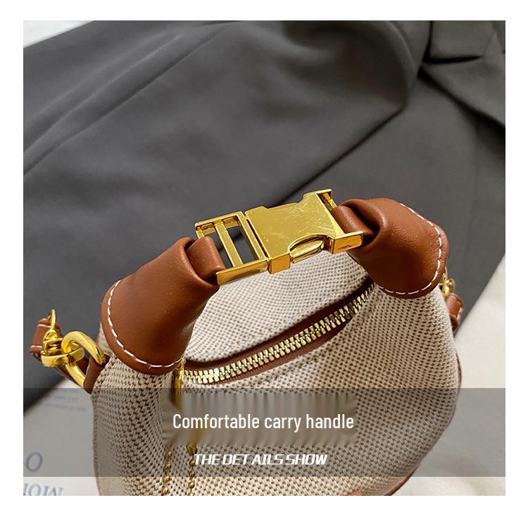 2025 Korean Trendy Plaid Kids Crossbody & Handheld Mini Crescent Bag