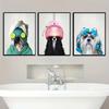 Spa Dogs Wall Art Set of 3, Canvas Prints Animal Posters Bathroom Decor, Modern Room Decoration for Restroom, Living Room Home D