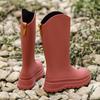 Stylish Women's Rain Shoes: Suitable For Outdoor Wear, Adult High-cylinder Water Shoes, Thick-soled, Waterproof With Cuffed Open