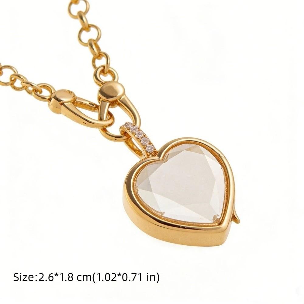 Rectangle Heart-shaped Box Necklace Hollow Design Chain Necklace Women Accessories