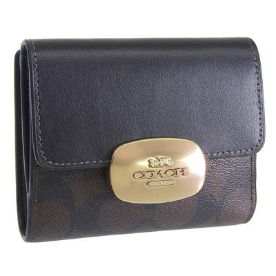 Pung Foldbar Pung Kompakt Outlet Mærke Eliza Lille Pung Signatur Lærred CP255 [Coach] Dame (BRUN/SORT/Brun) [Vare]