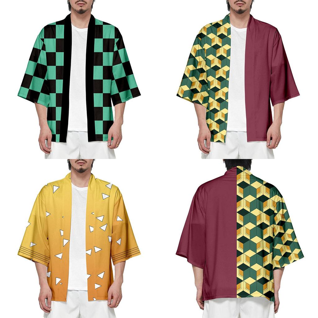 Vysoce kvalitní prodyšné anime Demon Slayer Kimetsu No Yaiba Kamado Nezuko Cosplay volné haori kabát topy