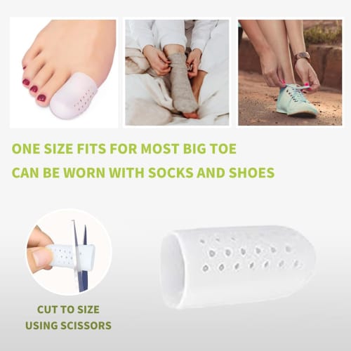 Yirdapall Toe and Nail Caps, Silicone Toe Sleeves, Breathable, Washable, Relieves Friction and Pain, Unisex (2 Large, 8 Small)