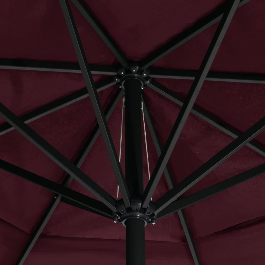 600 Cm Aluminum Mast Sun Umbrella In Burgundy Red