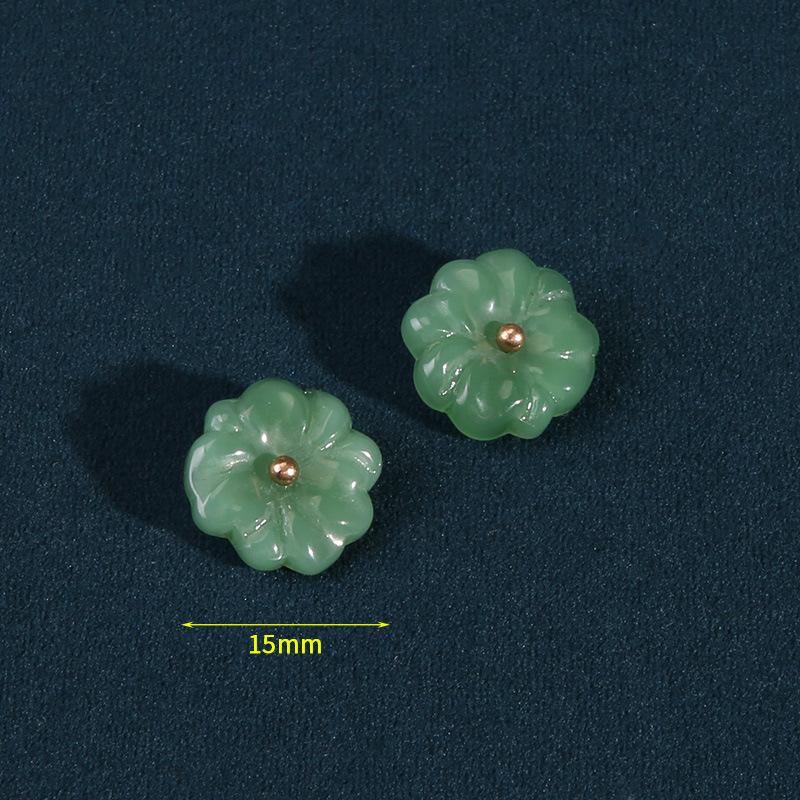 

Ретро-цветочные пуговицы Одежда династии Тан Чонсам Имитация нефрита Женская одежда Рубашка Рубашка Кардиган Пуговицы 7 #dark green + gold [15mm]