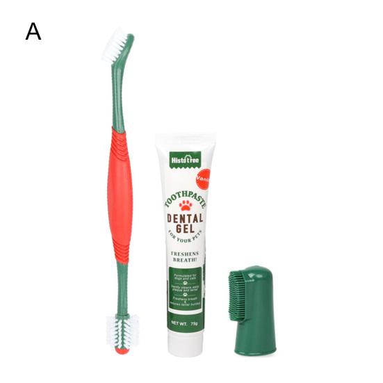 

1 комплект зубной щетки для домашних животных, уменьшающей зубной камень, для чистки полости рта, портативная зубная паста для домашних животных, собака A