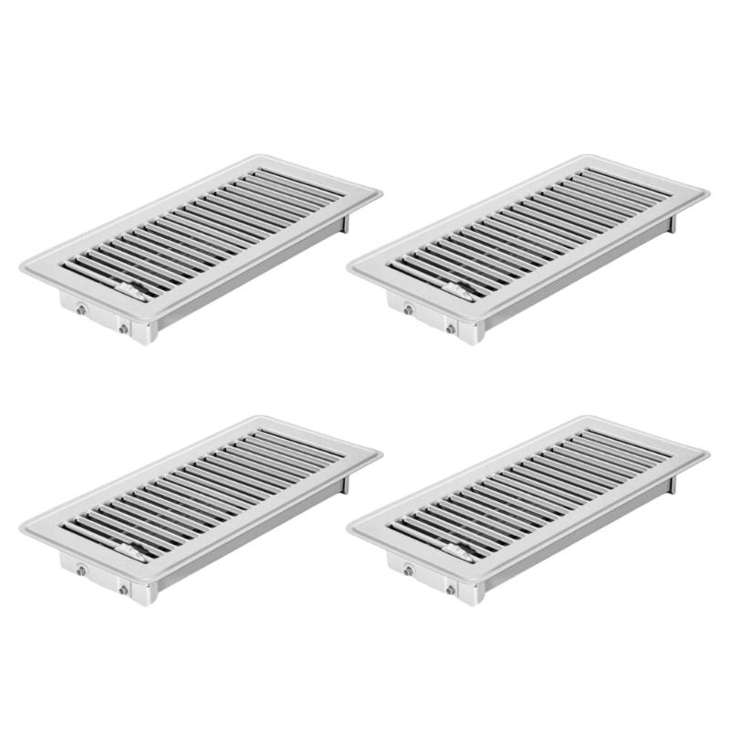 4Pcs Metal Floor Register Cover With Adjustable Louvers Smooth Quiet Airflow Anti-blocking Central Conditioner Grille