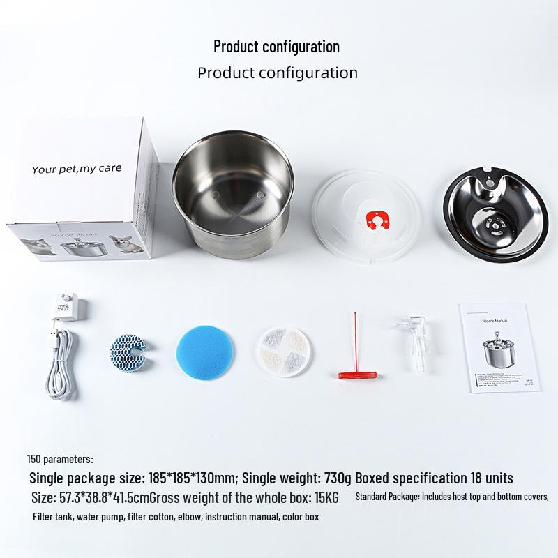 Stainless Steel Automatic Cat & Dog Water Fountain with Smart Circulation and Filtration