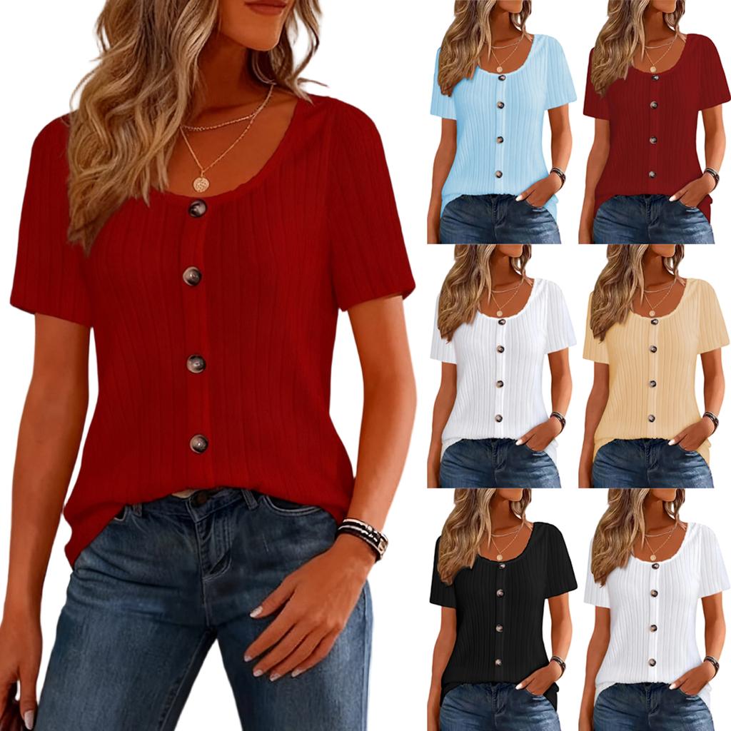 Damen Oberteile Kurzarmhemden Sommeroutfits Frühlingskleidung Lässig