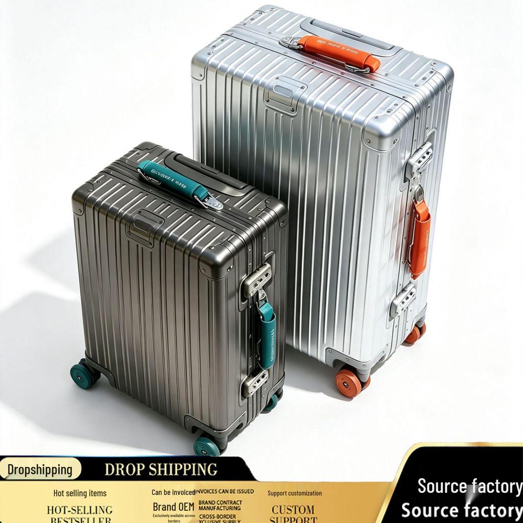 Germany 20" Metal Alloy Trolley Luggage - High Capacity Travel Case with Leather Finish