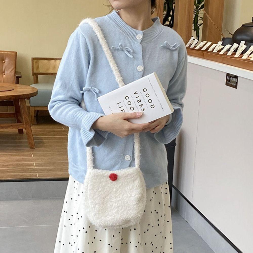 Soft Women Bucket Bag Sweet Winter Shoulder Bag Fashion Plush Crossbody Bag  Travel