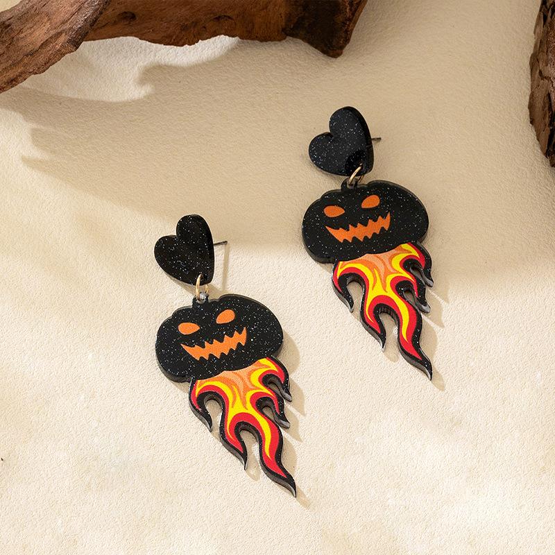 Neue Ohrringe süße Kürbis Totenkopf Geist Acryl Geometrische Ohrringe Nischen Ohrschmuck Damen