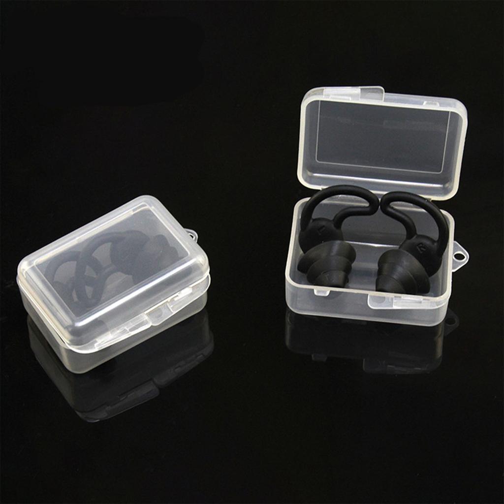 1 Pair Silicone Waterproof Earplugs Noise Reduction Ear Plugs for Sleeping Swimming Learning Black