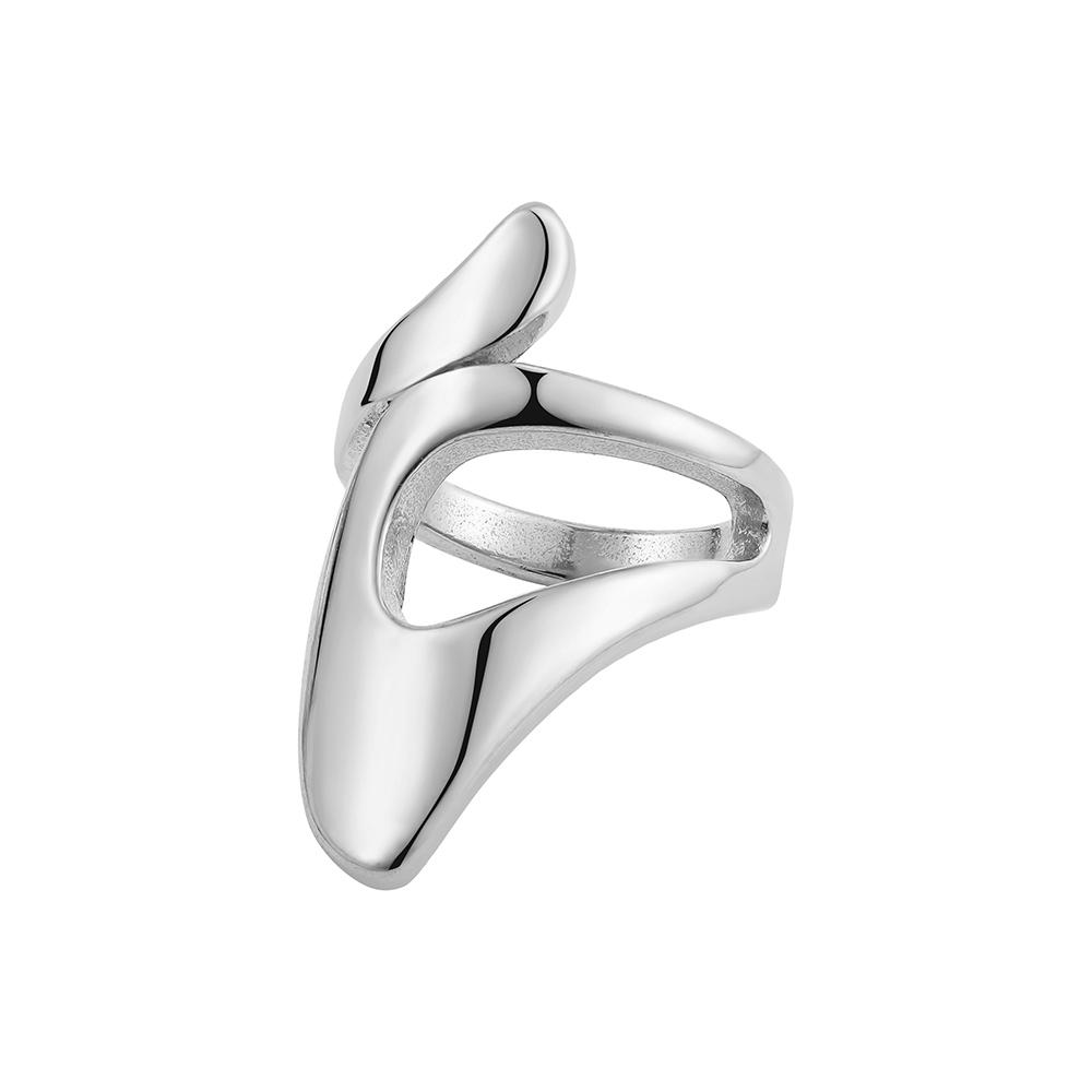 

Creative Gold Color Stainless Steel Rings for Women Punk Chunky Irregular Smooth Round Dome Ring Female Statement Zircon Gift