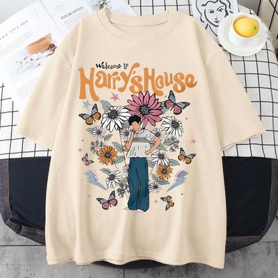 Harrys House Women T-shirts 100% Cotton Summer Manga Graphic Short Sleeve Tee Soft Originality Slice of Life Individualization Anime T-shirt