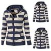 Felpa con cappuccio da donna autunnale casual a righe con cerniera e coulisse Giacca a vento Giacca Cappotto