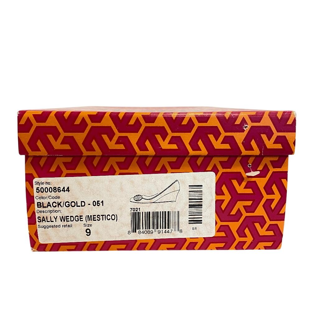 Tory Burch Wedge sole Double T logo leather Caroline 54 pumps black leather Women Used