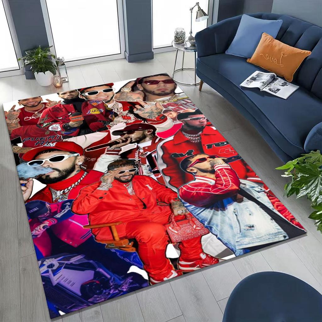 Anuel AA  Hip Hop Rapper Singer Rug for Bedroom Living Room Sofa Home Doormat Decor, Large Kids Play Non-slip Floor Mat Gift